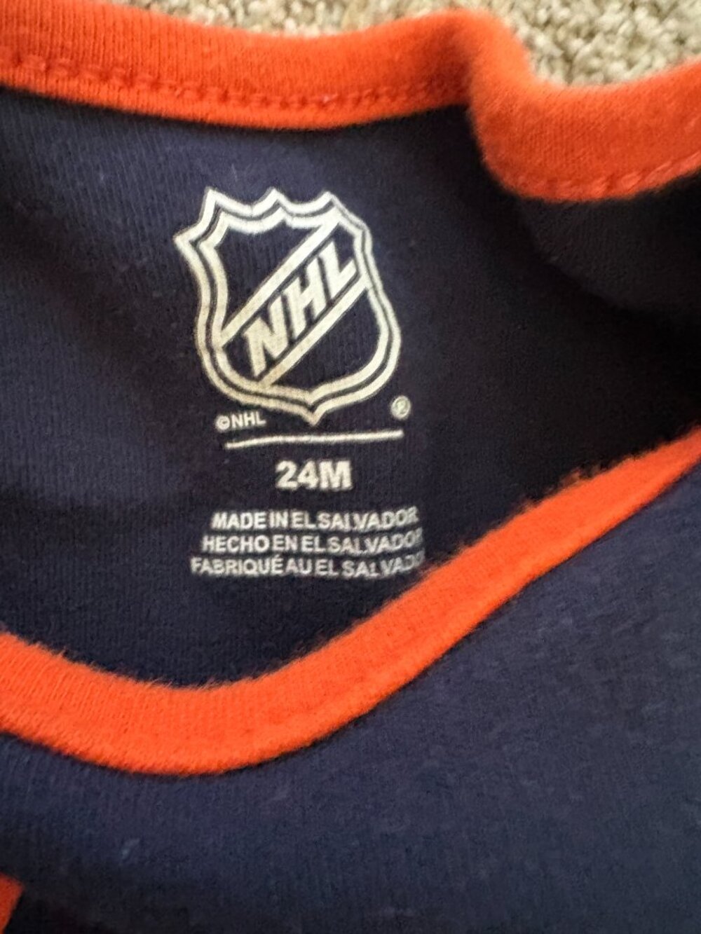 Baby NHL Edmonton Oilers Long Sleeve Bodysuit Blue Orange 24 months Hockey - Picture 6 of 7